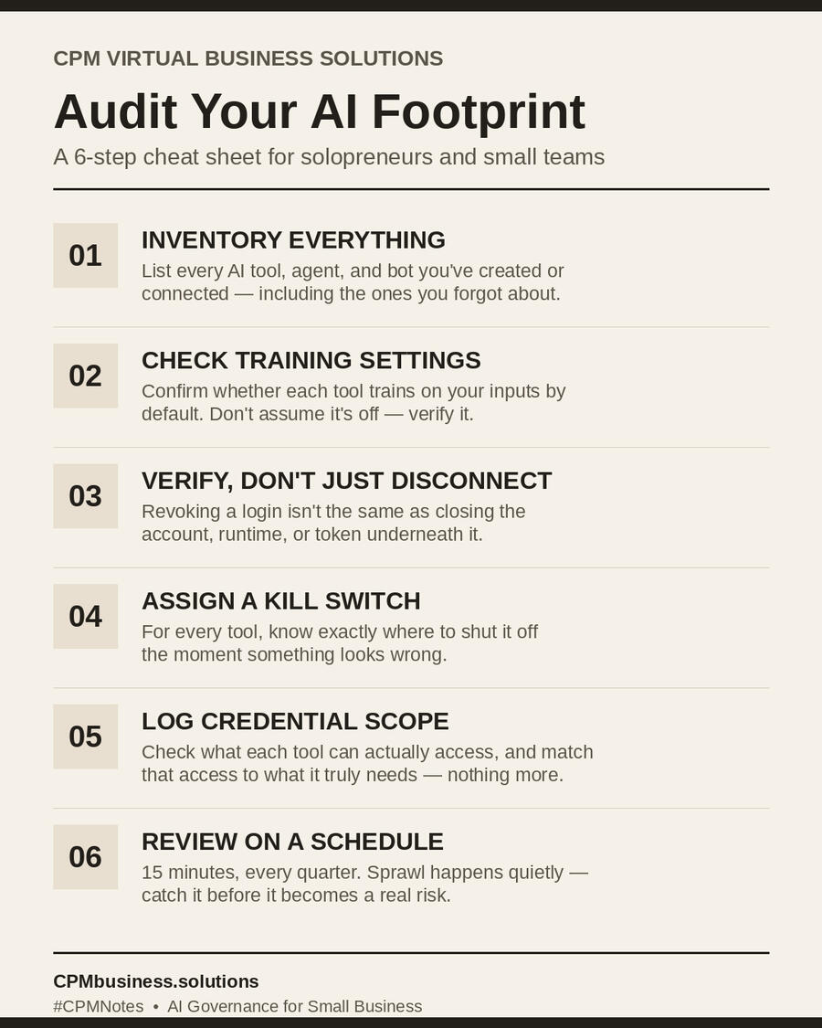 Audit Your AI Footprint Cheat Sheet